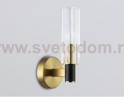 Настенный светильник Ambrella LH55517 BK/BS/CL черный/латунь/прозрачный E14 max 40W 120*100*250
