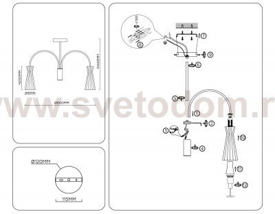 LH55651/5 СH/CL хром/прозрачный E14*5 max 40W D600*440