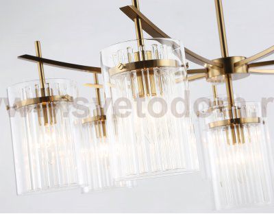 Подвесная люстра Ambrella LH56033/7+1 BS/CL латунь/прозрачный E14*8 max 40W D790*1200
