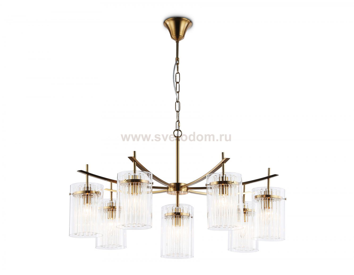 Подвесная люстра Ambrella LH56033/7+1 BS/CL латунь/прозрачный E14*8 max 40W D790*1200