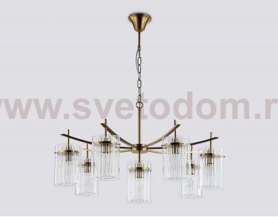 Подвесная люстра Ambrella LH56033/7+1 BS/CL латунь/прозрачный E14*8 max 40W D790*1200