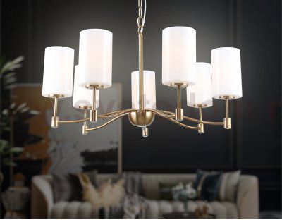 Подвесная люстра Ambrella LH56053/7 BS/FR латунь/белый матовый E14*7 max 40W D680*950