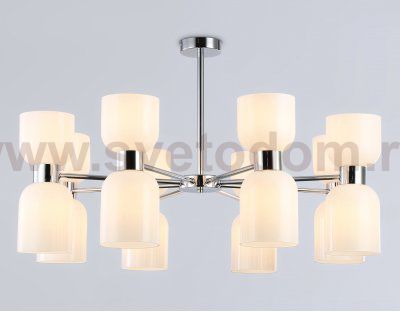 Люстра на штанге Ambrella LH56085/16 СH/FR хром/белый матовый E14*16 max 40W D860*510