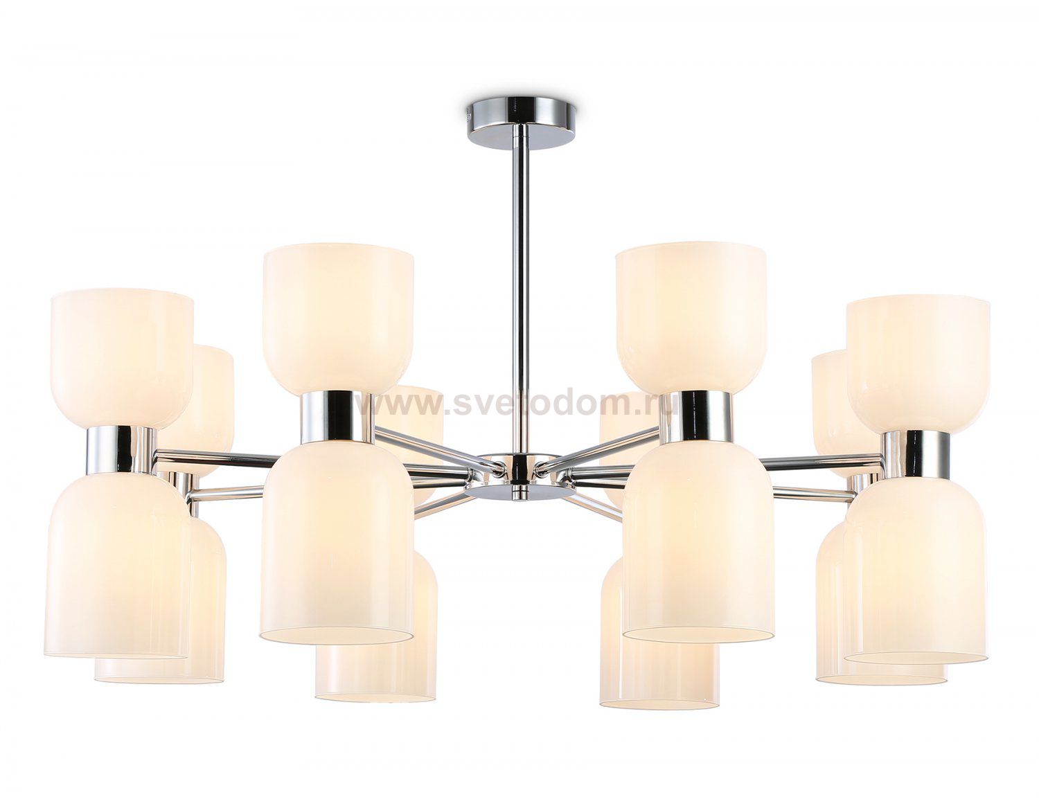 Люстра на штанге Ambrella LH56085/16 СH/FR хром/белый матовый E14*16 max 40W D860*510