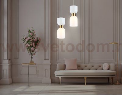 Подвесной светильник Ambrella LH56091 BS/FR латунь/белый матовый E14 max 60W D120*1500