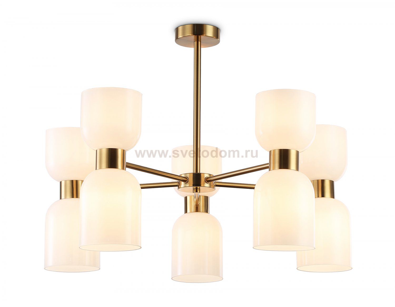 Люстра на штанге Ambrella LH56093/10 BS/FR латунь/белый матовый E14*10 max 40W D700*510