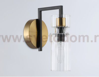 Настенный светильник Ambrella LH56119 BK/BS/CL черный/латунь/прозрачный E14 max 40W 150*100*210