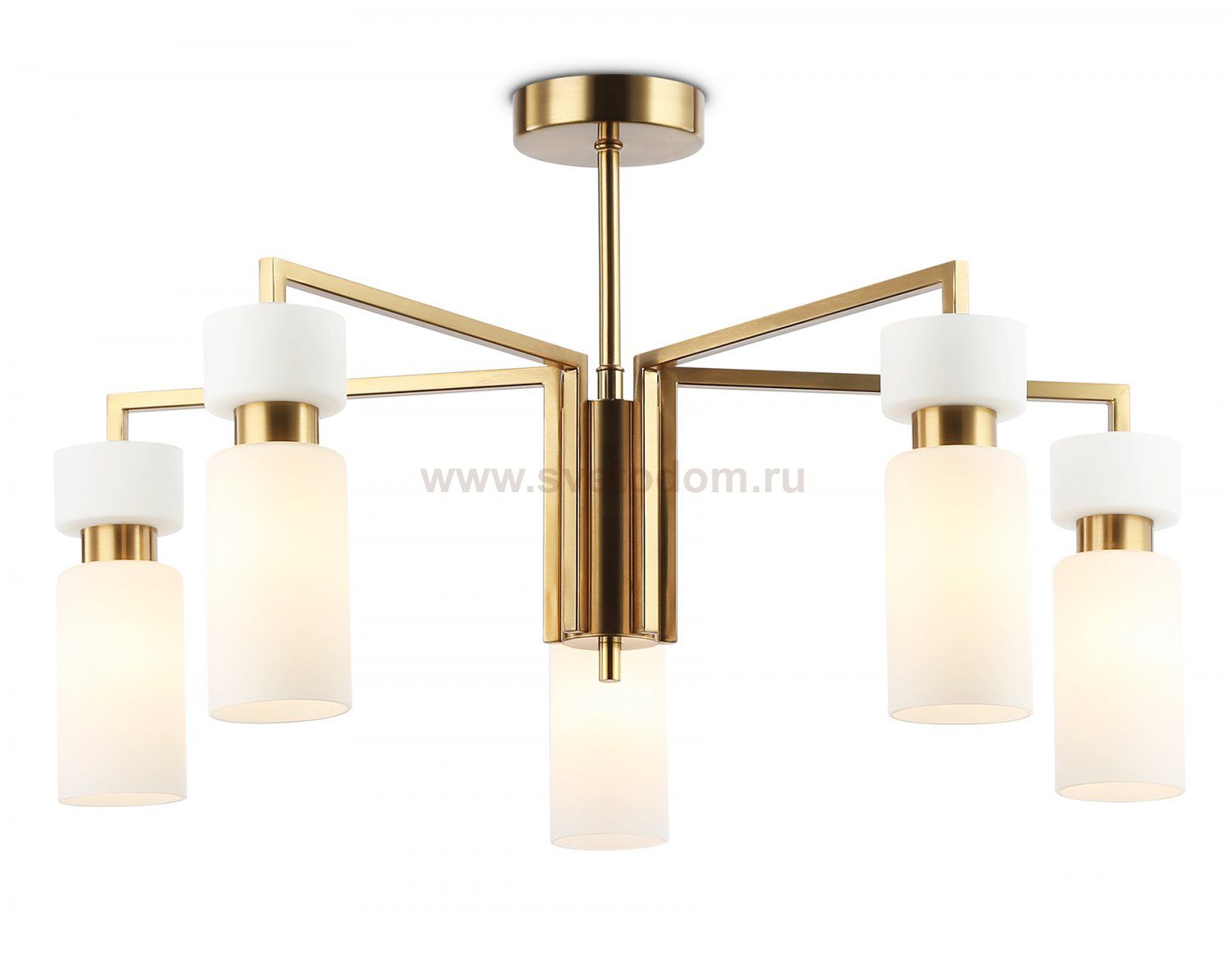 Люстра на штанге Ambrella LH56124/5 BS/FR латунь/белый матовый E14*5 max 40W D605*350