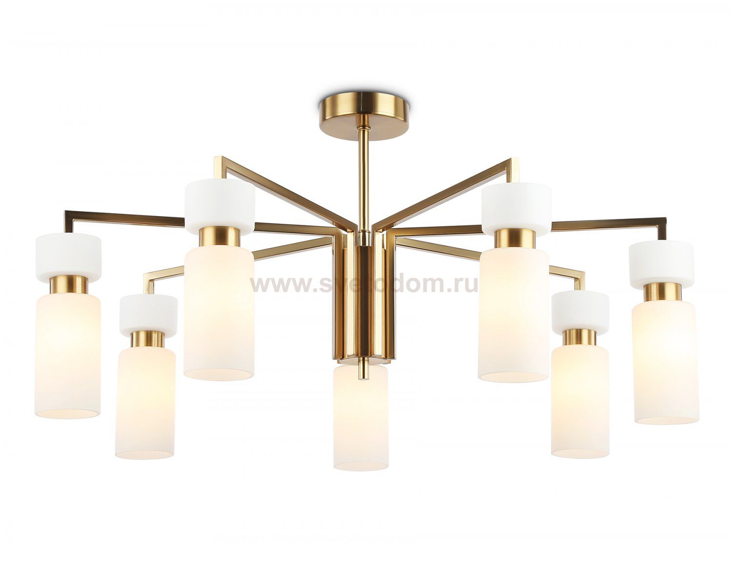 Люстра на штанге Ambrella LH56126/7 BS/FR латунь/белый матовый E14*7 max 40W D705*350