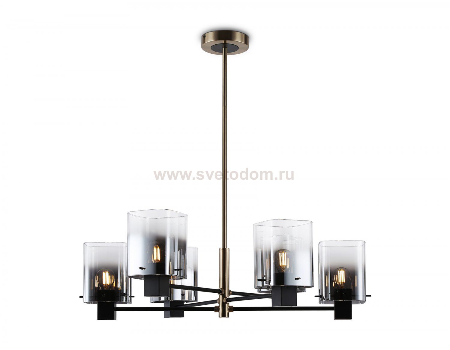 Подвесная люстра Ambrella LH57041/6 BK/DBS/SM черный/темная латунь/дымчатый E14/6 max 40W D690*690