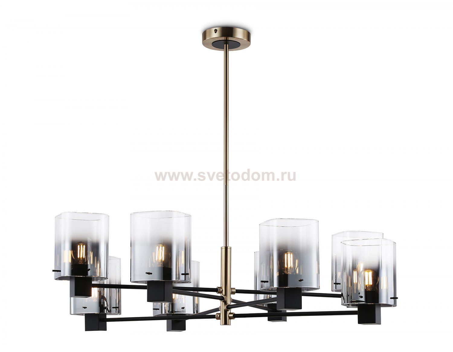 Подвесная люстра Ambrella LH57043/8 BK/DBS/SM черный/темная латунь/дымчатый E14/8 max 40W D830*710