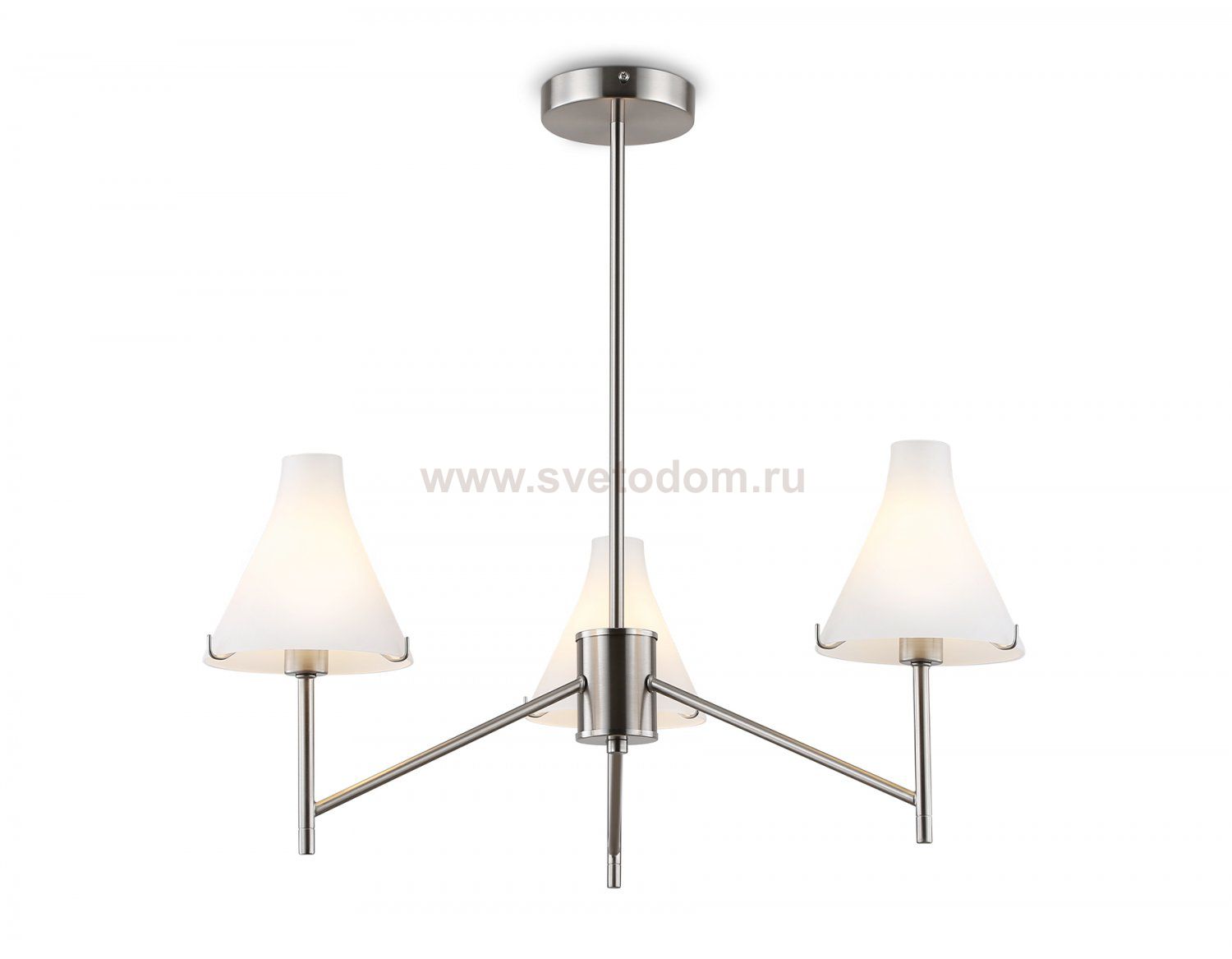 Люстра со стеклянными плафонами на штанге Ambrella LH57121/3 SN/FR никель/белый матовый E14/3 max 40W D650*590