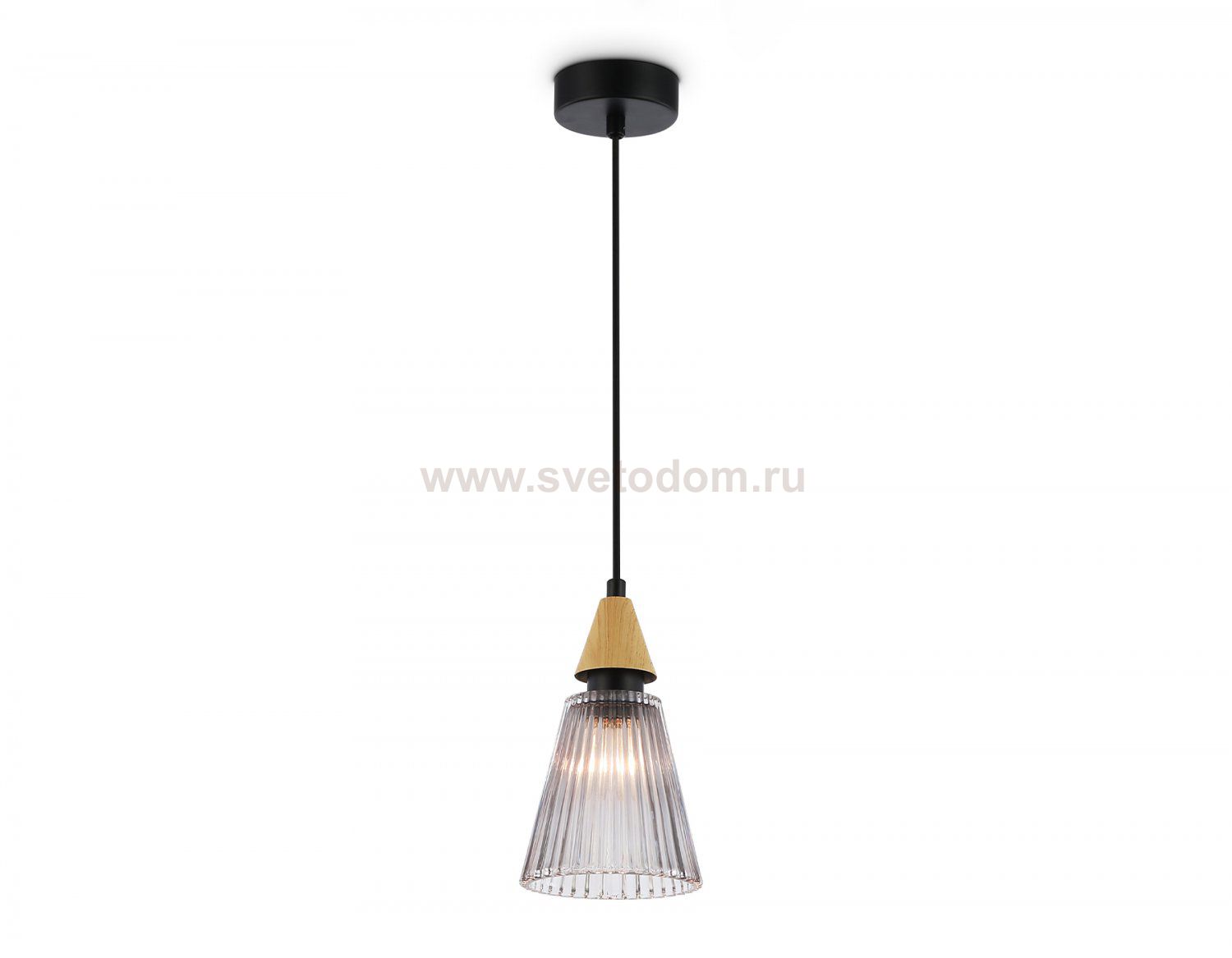 Подвесной светильник Ambrella LH58111 BK/LW/SM черный/светлое дерево/дымчатый E14 max 40W D110*1500