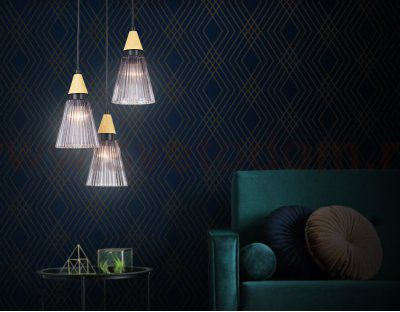 Подвесной светильник Ambrella LH58112/3 BK/LW/SM черный/светлое дерево/дымчатый E14*3 max 40W D270*1200