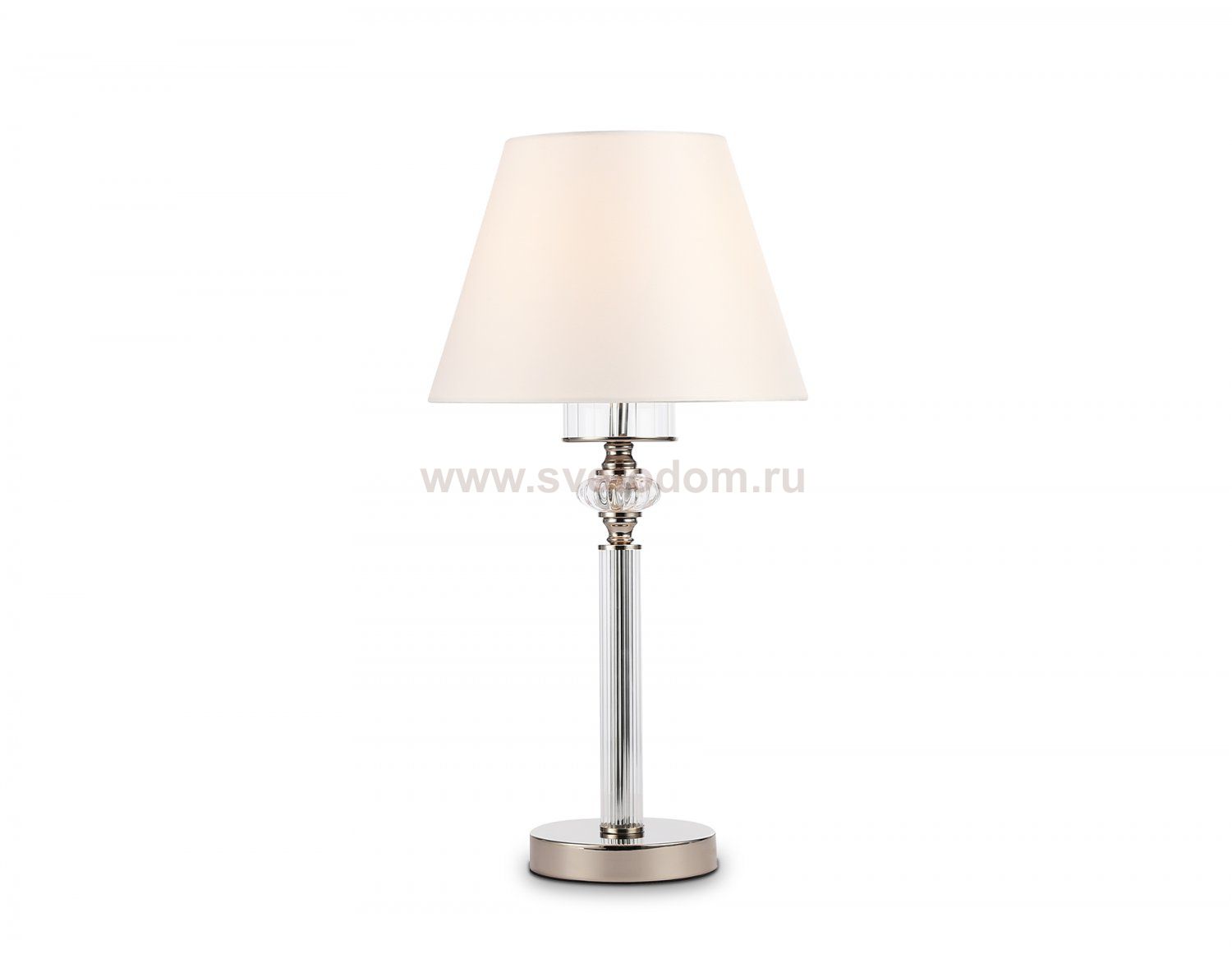 Настольная лампа с абажуром и хрусталем Ambrella LH71007 BN/WH никель/белый E14 max 40W D260*505