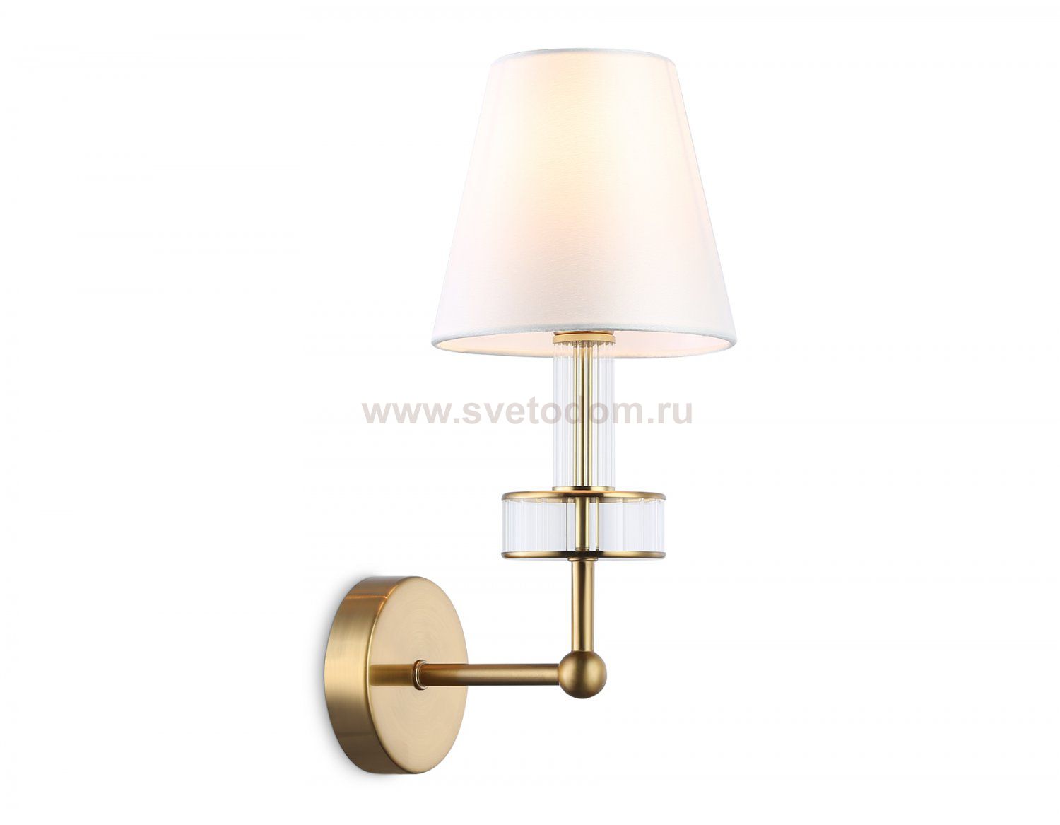 Настенный светильник с абажуром и хрусталем Ambrella LH71025 BS/WH латунь/белый E14 max 40W 210*150*355
