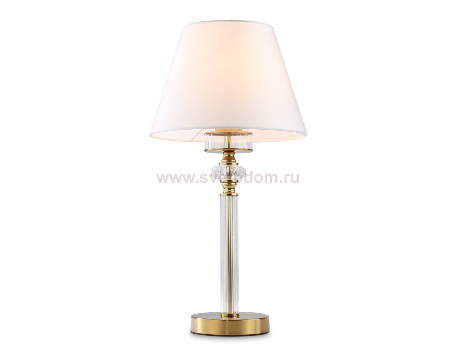 Настольная лампа с абажуром и хрусталем Ambrella LH71027 BS/WH латунь/белый E14 max 40W D260*505