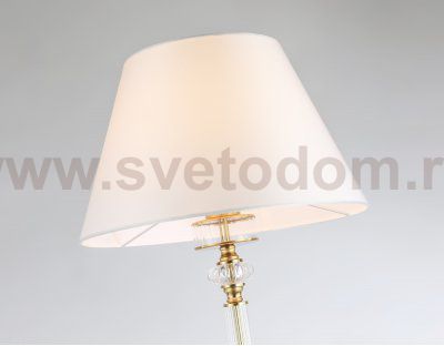 Напольный светильник с абажуром и хрусталем Ambrella LH71028 BS/WH латунь/белый E27 max 60W D360*1550