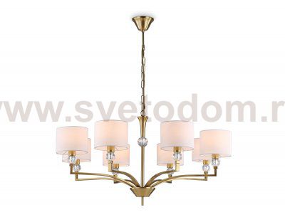 Подвесная люстра с абажурами и хрусталем Ambrella LH71133/8 BS/WH латунь/белый E14/8 max 40W D840*880