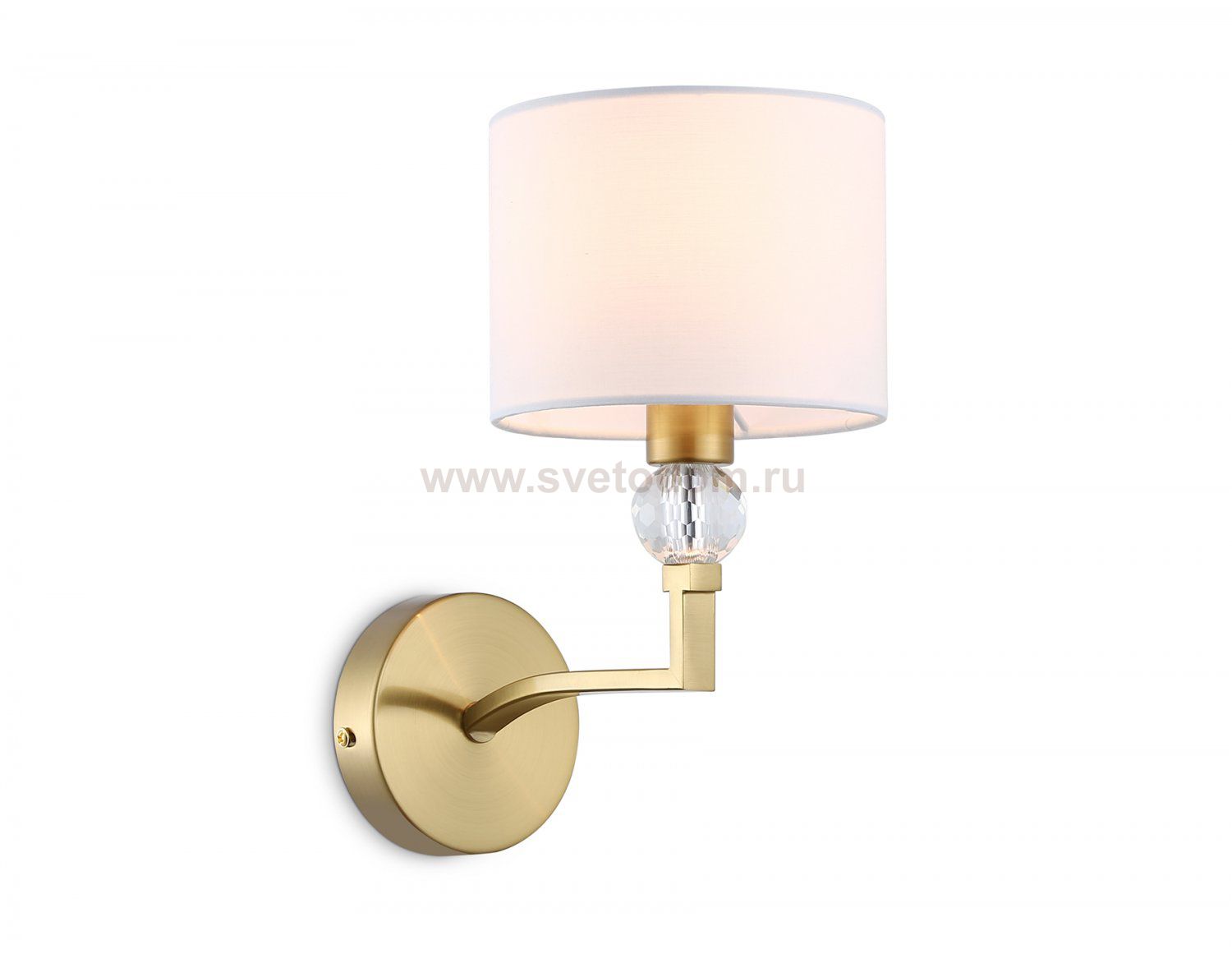 Настенный светильник с абажуром и хрусталем Ambrella LH71135 BS/WH латунь/белый E14 max 40W 220*140*250