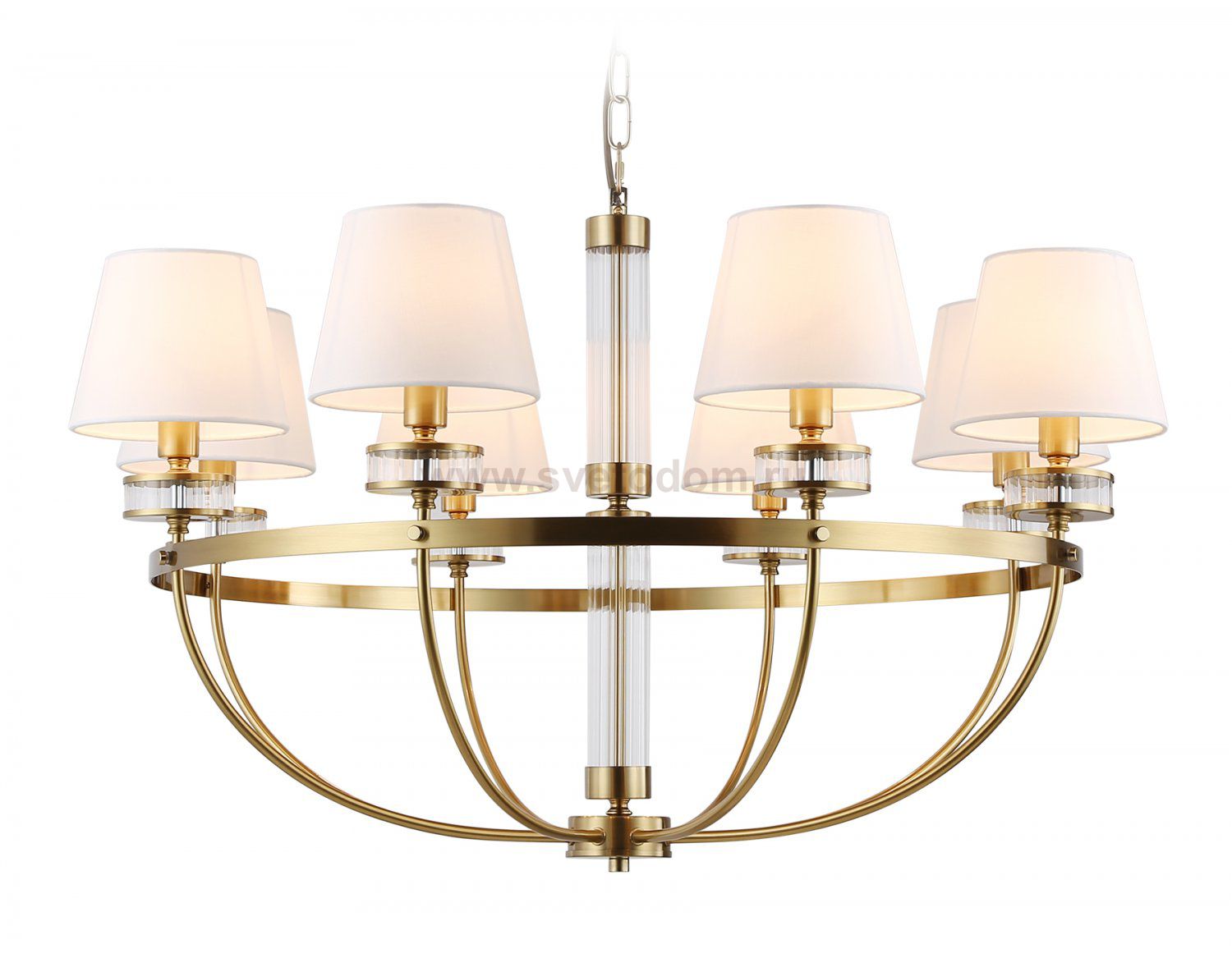 Подвесная люстра с абажурами Ambrella LH71253/8 BS/WH латунь/белый E14/8 max 40W D870*990