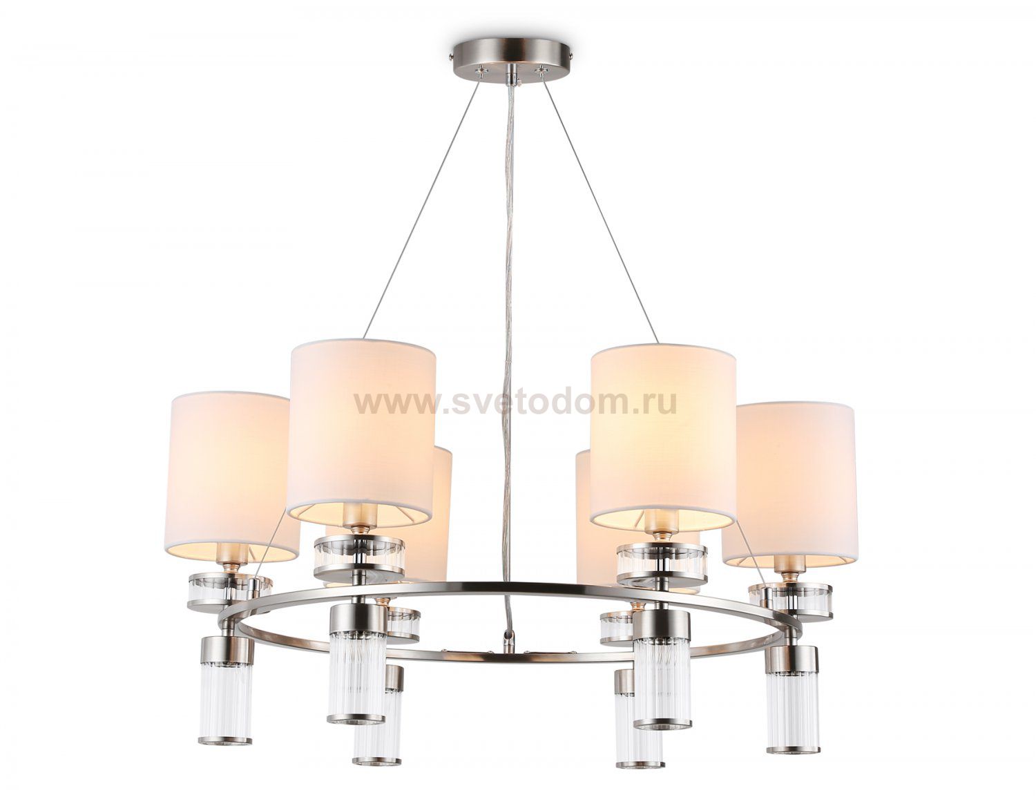 Подвесная люстра с абажурами Ambrella LH71291/6 SN/WH никель/белый E14/6 max 40W D680*730