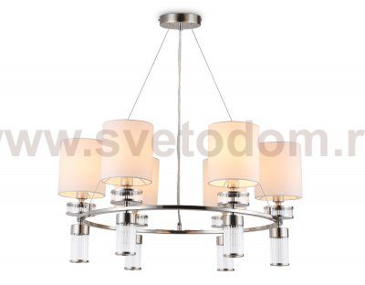 Подвесная люстра с абажурами Ambrella LH71291/6 SN/WH никель/белый E14/6 max 40W D680*730