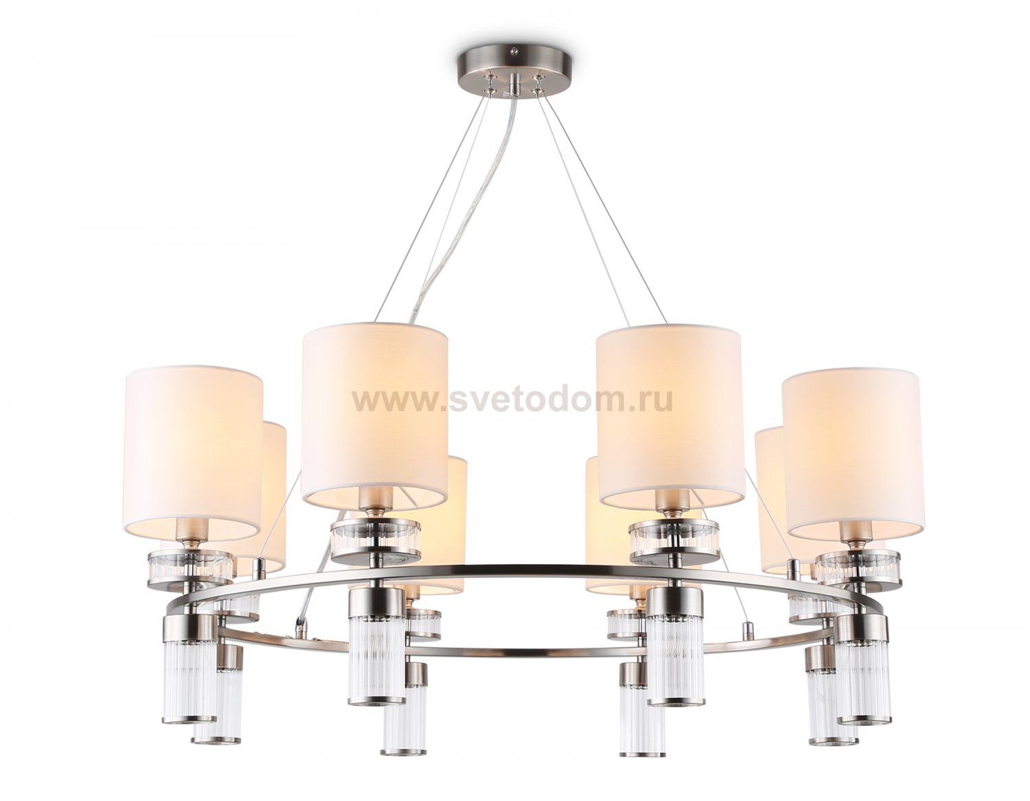 Подвесная люстра с абажурами Ambrella LH71293/8 SN/WH никель/белый E14/8 max 40W D830*780