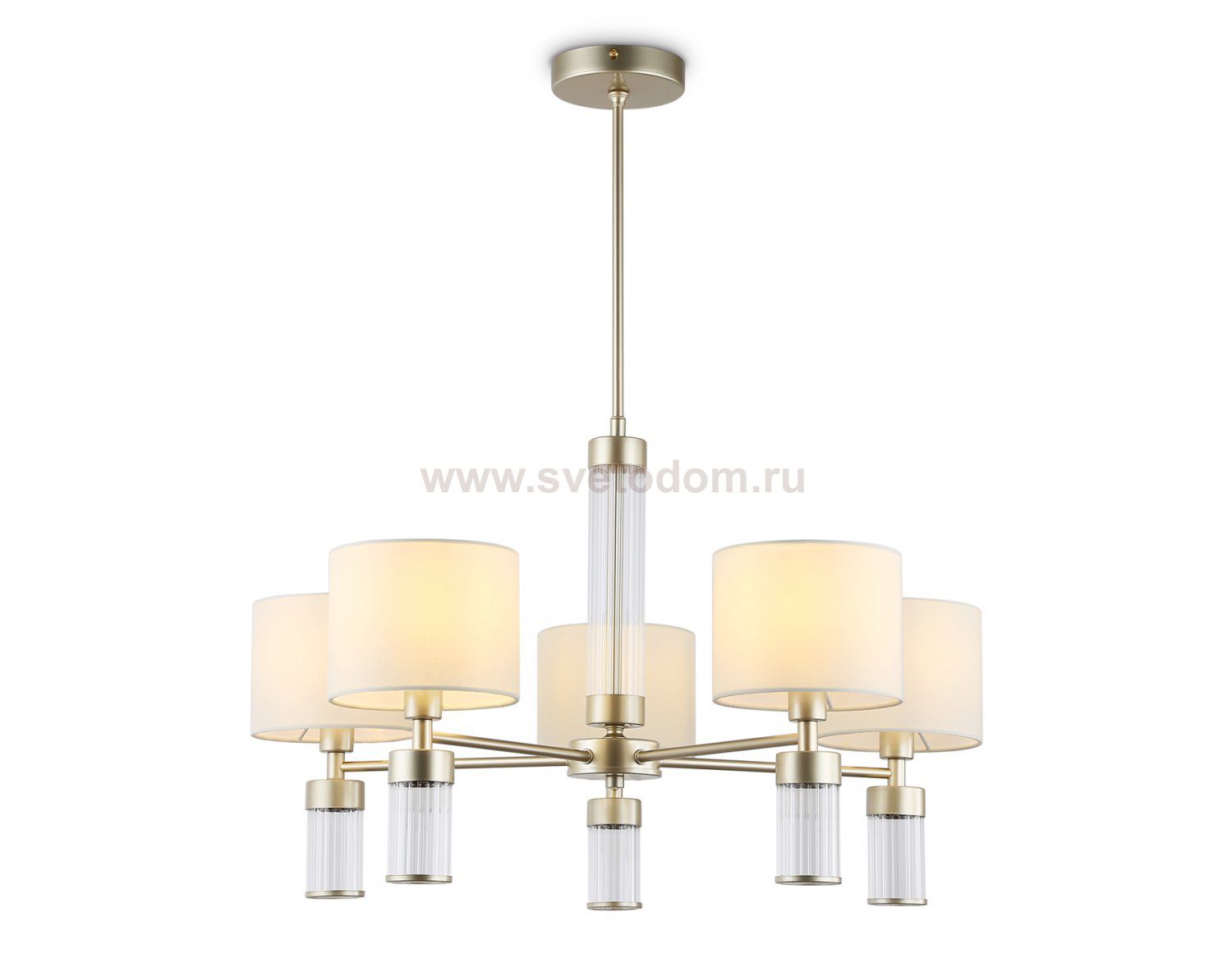 Люстра с абажурами на штанге Ambrella LH71301/5 CGD/WH золото/белый E14/5 max 40W D680*740