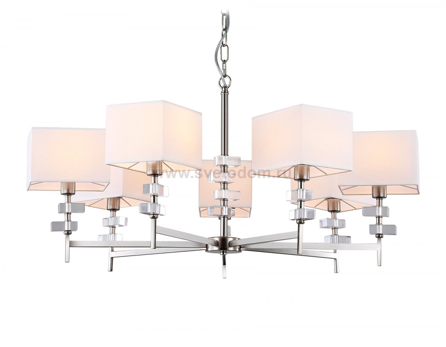 Подвесная люстра с абажурами Ambrella LH71323/7 SN/WH никель/белый E14/7 max 40W D860*850