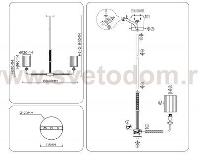 LH71503/7 BS/FR латунь/белый матовый E14*7 max 40W D840*640