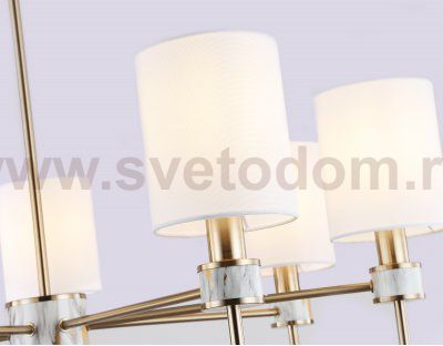 Люстра с абажурами на штанге Ambrella LH72373/7 DBS/WH темная латунь/белый E14/7 max 40W D840*720