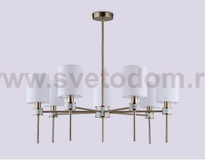 Люстра с абажурами на штанге Ambrella LH72373/7 DBS/WH темная латунь/белый E14/7 max 40W D840*720