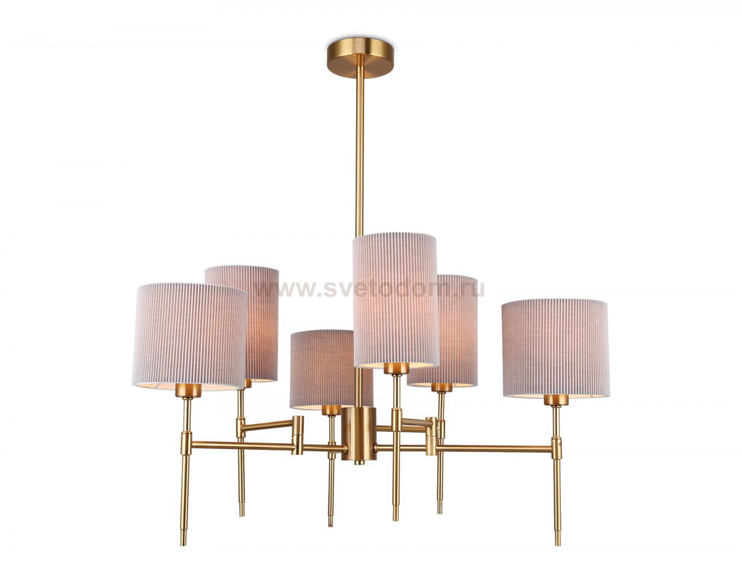 Люстра на штанге с абажурами Ambrella LH72381/6 BS/GR латунь/серый E14*6 max 40W D690*705