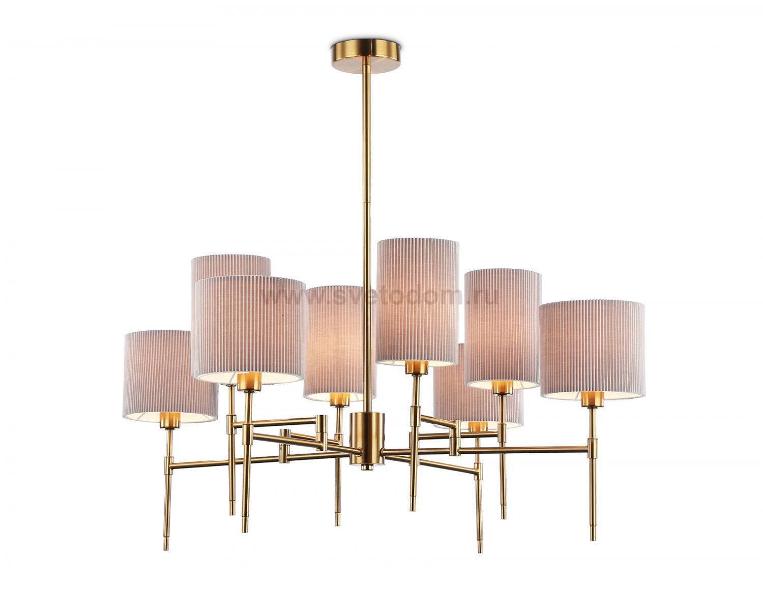 Люстра на штанге с абажурами Ambrella LH72383/8 BS/GR латунь/серый E14*8 max 40W D810*705