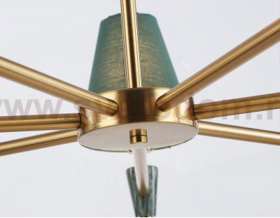 Люстра на штанге с абажурами и мрамором Ambrella LH75053/7 BS/GN латунь/зеленый E14*7 max 40W D840*580