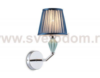 Настенный светильник с абажуром и декором из керамики Ambrella LH75065 CH/DB хром/темно синий E14 max 40W 230*150*300