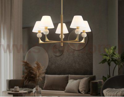 LH75159/5 BS/FR латунь/белый матовый E14*5 max 40W D730*580