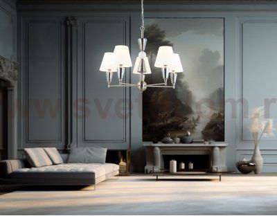 LH75253/5 SN/FR сатин никель/белый матовый E14*5 max 40W D700*510