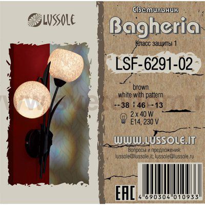 Светильник настенный бра Lussole LSF-6291-02 BAGHERIA