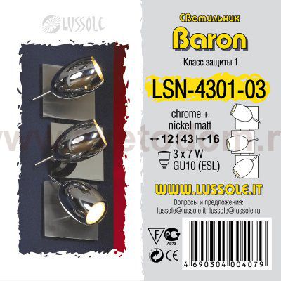 Светильник поворотный спот Lussole LSN-4301-03 Baron