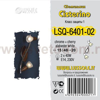 Светильник поворотный спот Lussole LSQ-6401-02 CISTERINO