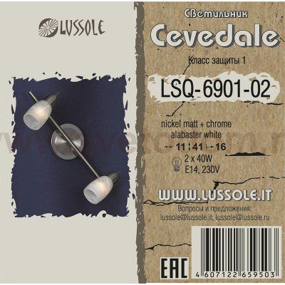 Светильник поворотный спот Lussole LSQ-6901-02 CEVEDALE