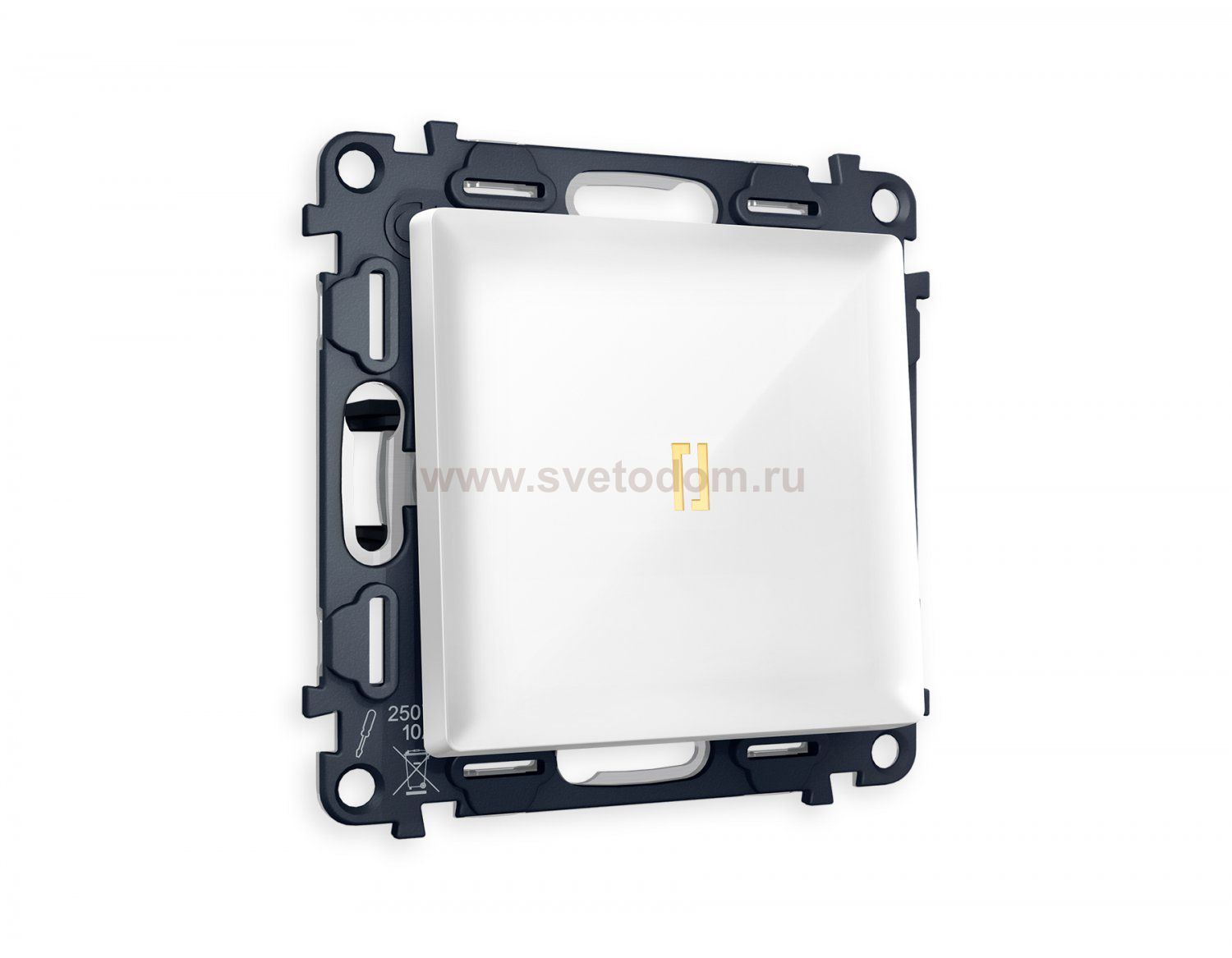 Комплект механизма 1-клавишного выключателя с подсветкой 3200K ALFA MA102010 Белый глянец QUANT Ambrella Volt