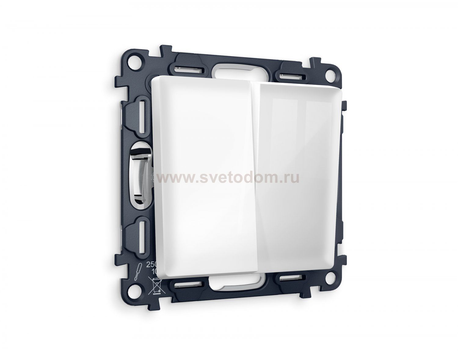 Комплект механизма 2-клавишного выключателя ALFA MA103010 Белый глянец QUANT Ambrella Volt