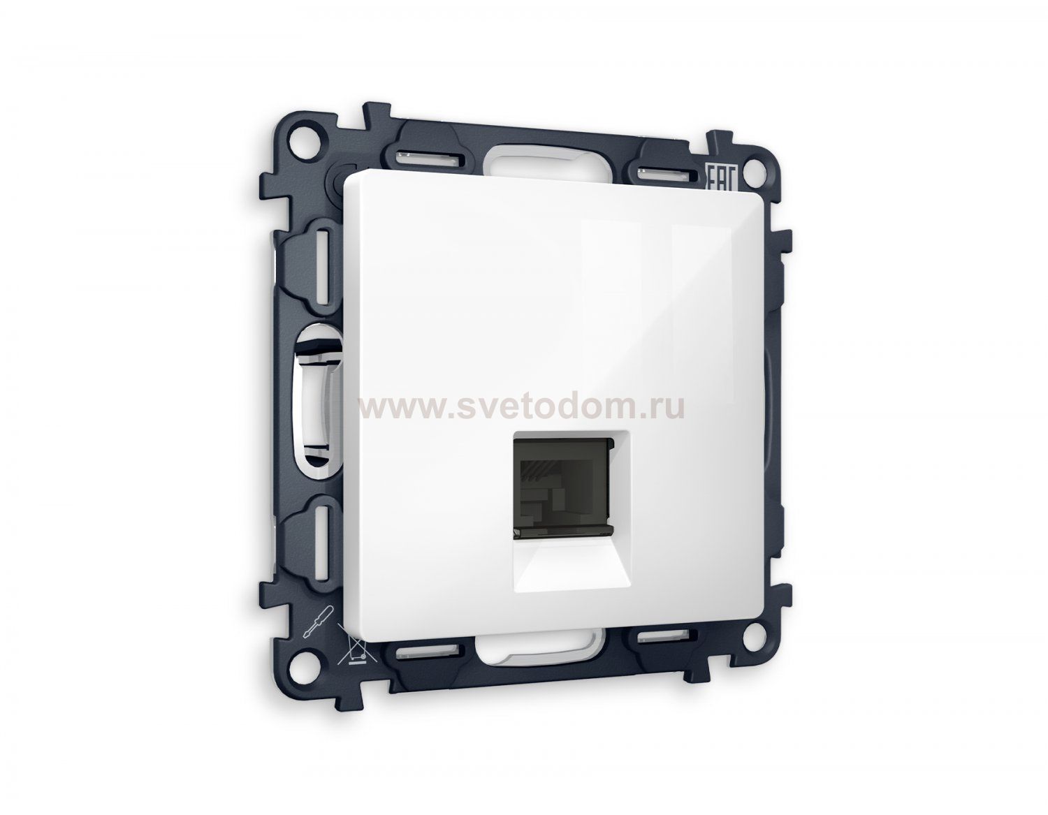 Комплект механизма компьютерной розетки ALFA MA112010 Белый глянец RJ-45(8P8C) CAT6 с защитной шторкой QUANT Ambrella Volt