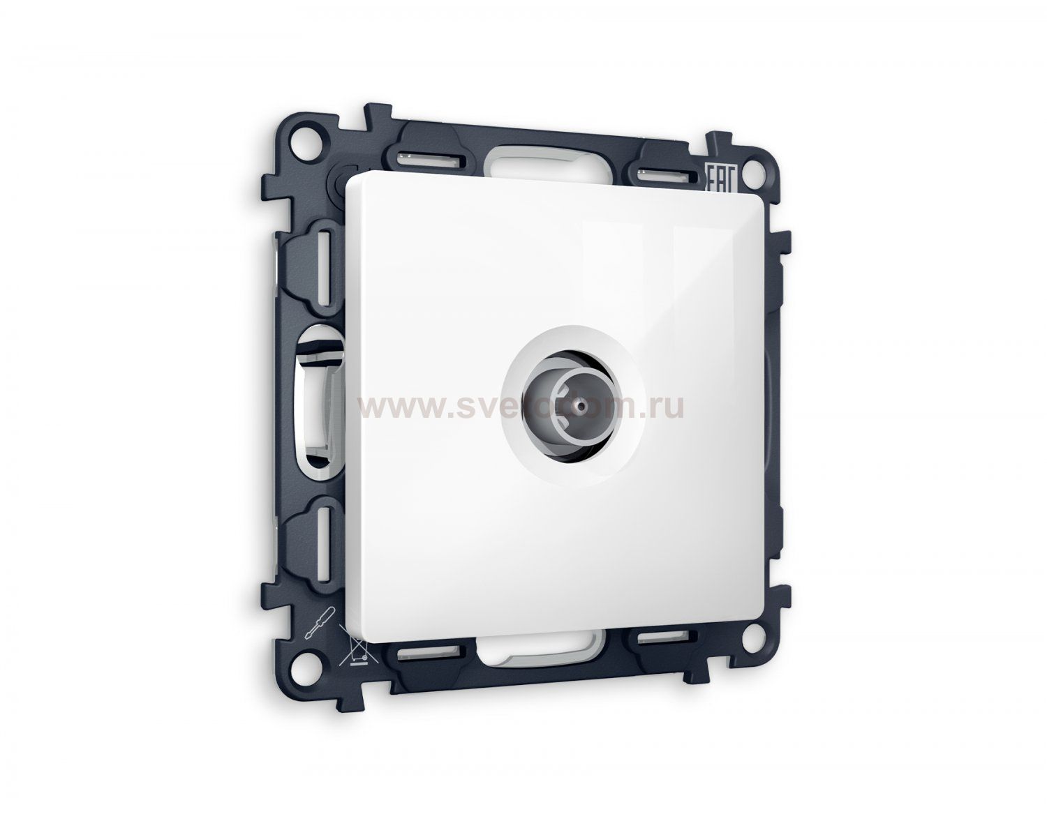 Комплект механизма TV розетки проходной ALFA MA113030 Белый глянец 5-1000 MHz 4dB QUANT Ambrella Volt