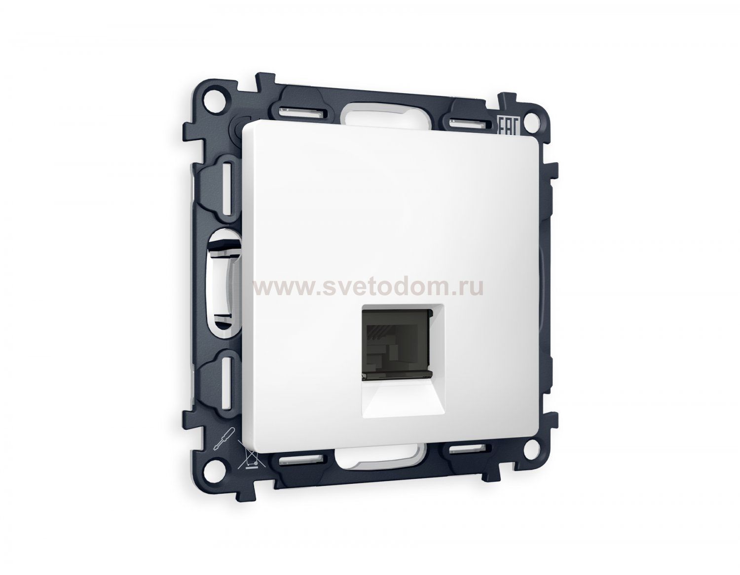 Комплект механизма компьютерной розетки ALFA MA132010 Белый матовый RJ-45(8P8C) CAT6 с защитной шторкой QUANT Ambrella Volt