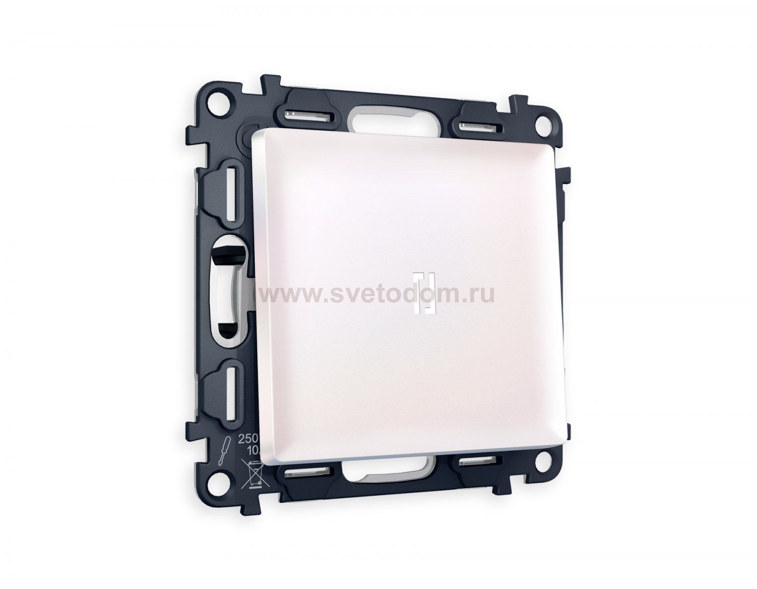 Комплект механизма 1-клавишного проходного выключателя с подсветкой 5600K ALFA MA202035 Жемчуг QUANT Ambrella Volt