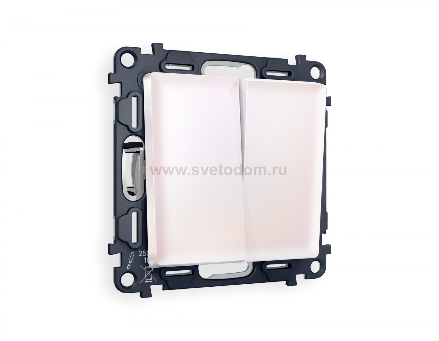 Комплект механизма 2-клавишного проходного выключателя ALFA MA203020 Жемчуг QUANT Ambrella Volt